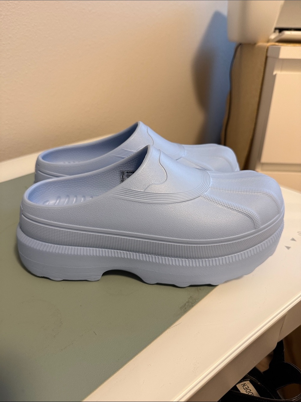 Sorel Caribou Light  Blue Platform Slip-On Clog for Women